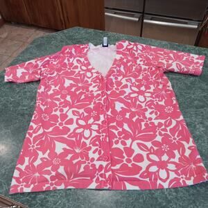 Denim & Co. Women's Size Large Floral Print 3/4 Sleeve Button Front Cardigan